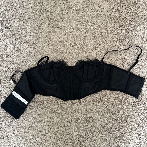 Out from Under Modern Love Cropped Lace and mesh Corset size Medium Black - Picture 11 of 13
